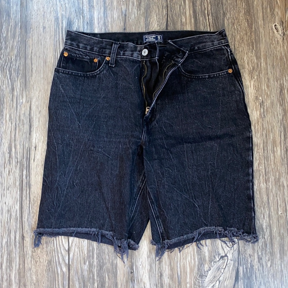 A&F Black High Waisted Denim Shorts